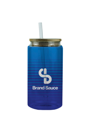 16 oz Glass Tumbler w/ Straw - Clear