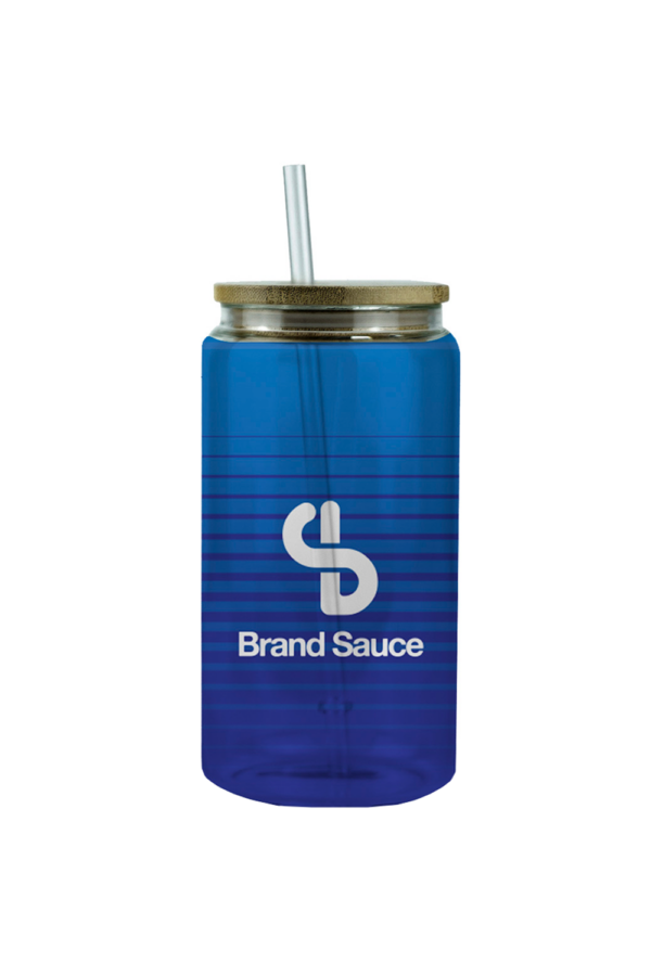 16 oz Glass Tumbler w/ Straw - Clear