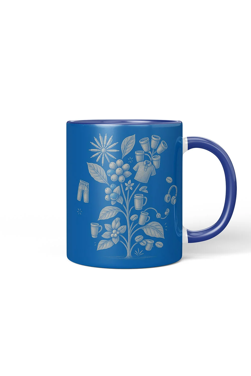 Mug -Swag tree (blue handle)